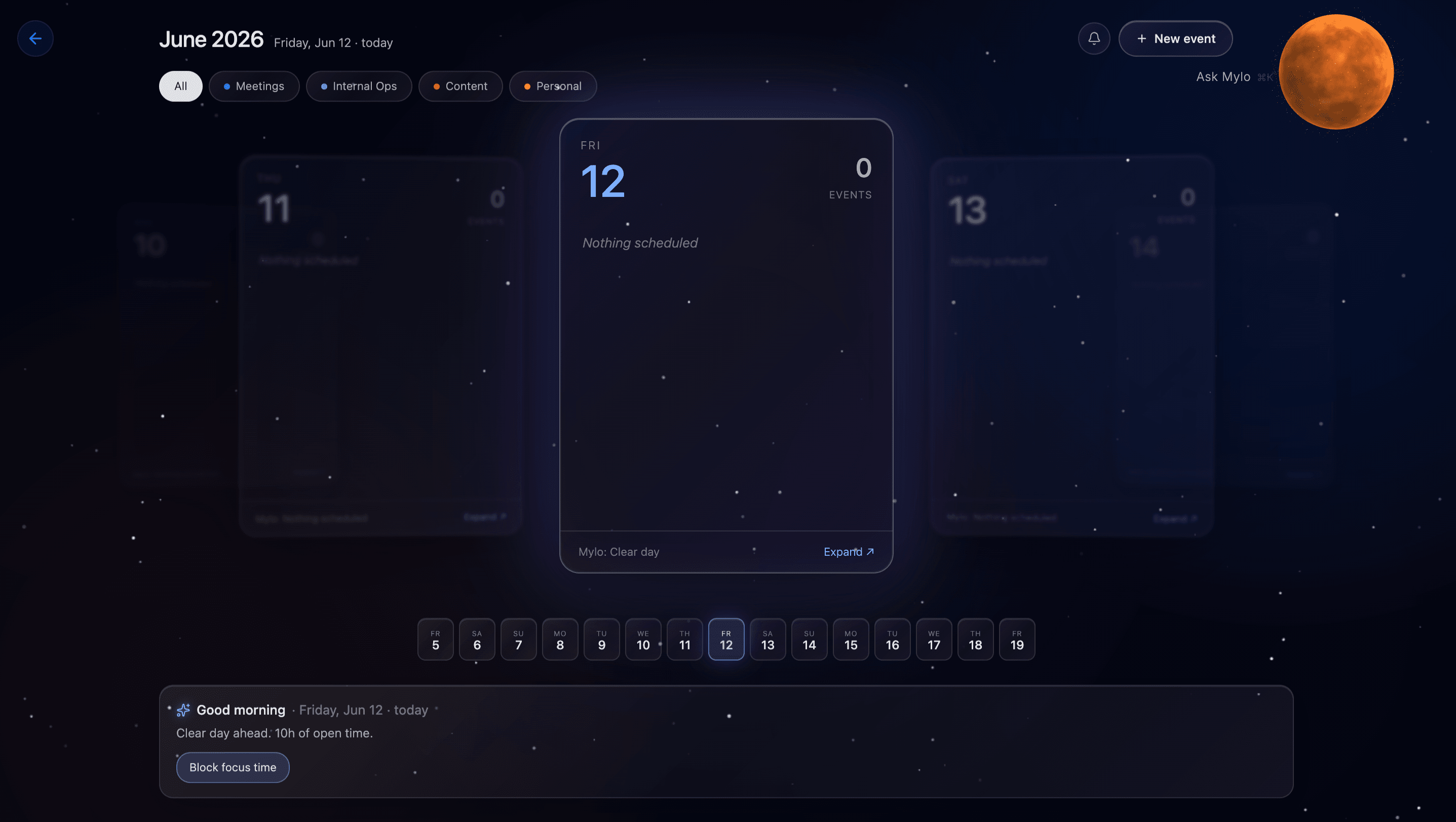 MythOS Pro calendar