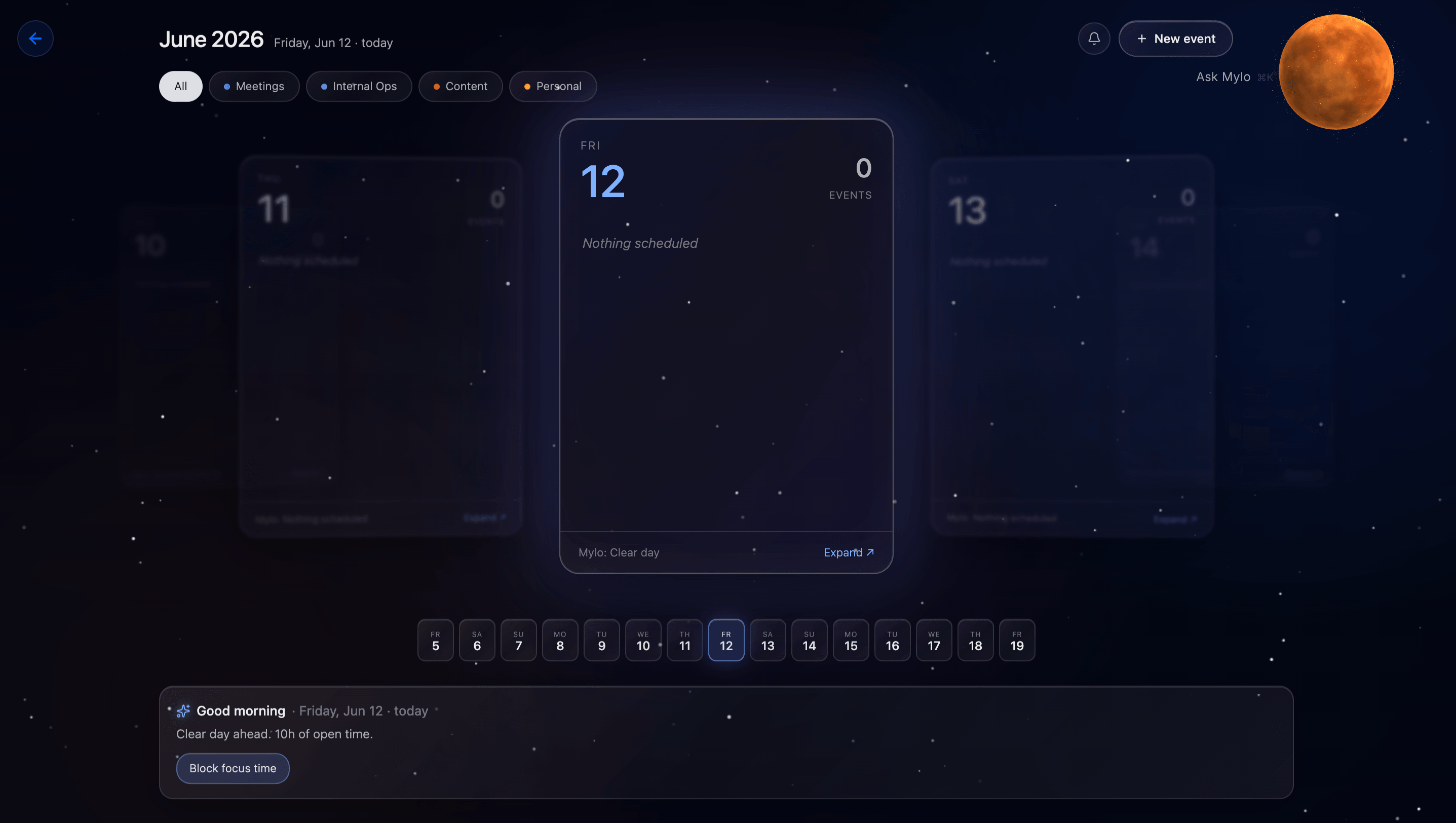 MythOS Pro calendar