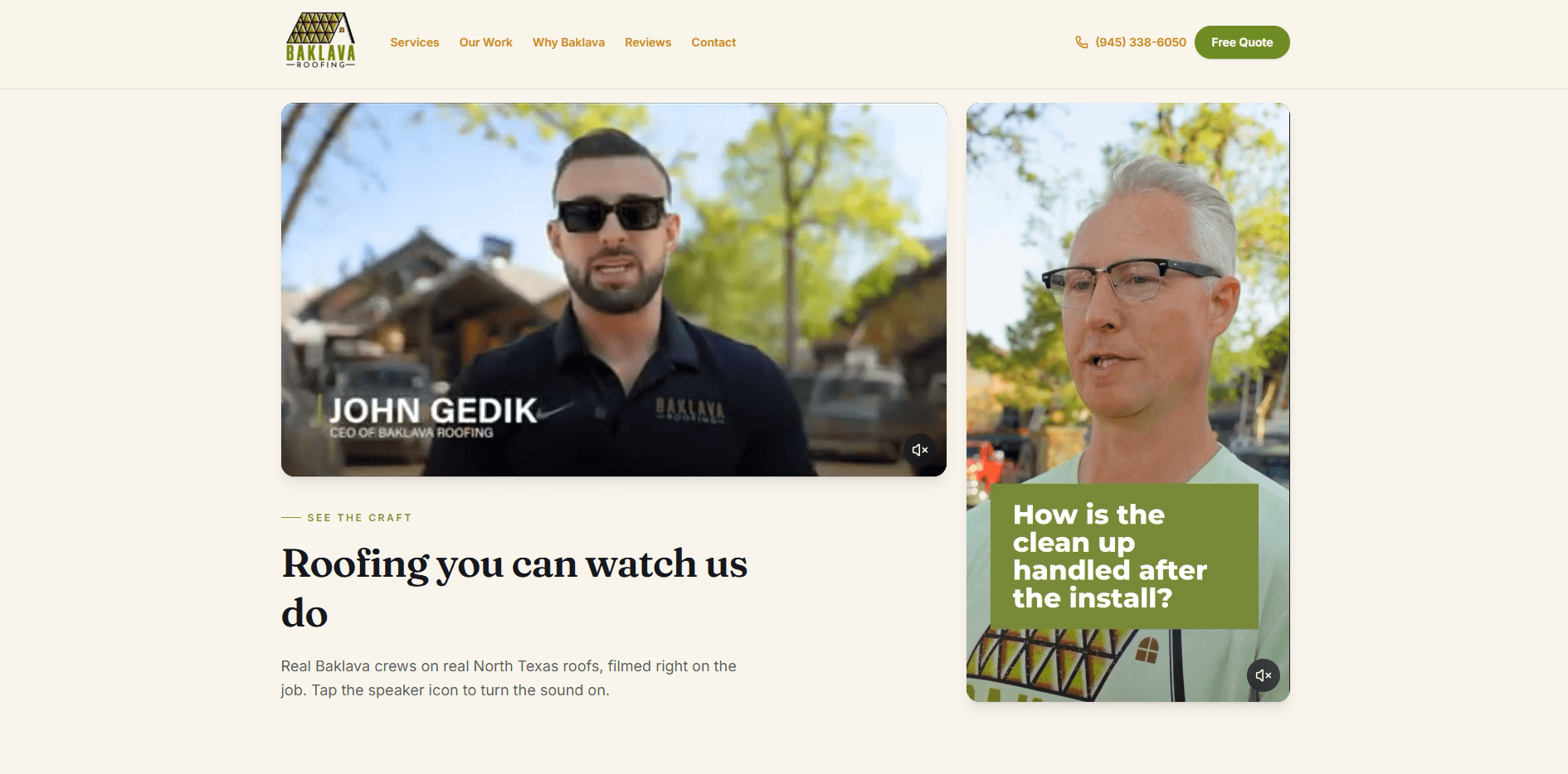 Baklava Roofing website preview